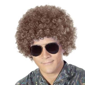 lot 19322 image: BLACK, NOT BROWN FREE BEAUTY Fluffy Afro Synthetic Clown Wig for Men Women Cosplay Anime Party Christmas Halloween Fancy Funny Wigs  - Retail $9