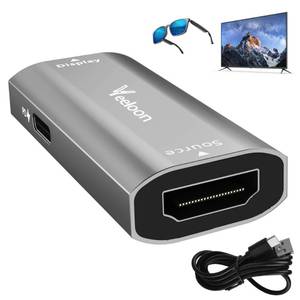 lot 19325 image: HDMI Female to USB C Female Adapter 4K60Hz for AR Glasses, Unidirectional HDMI Source to Type C Display with Charging Port for Portable Monitor from PS54,Xbox,Switch, PC, Steam, Power Cable Included - Retail $24