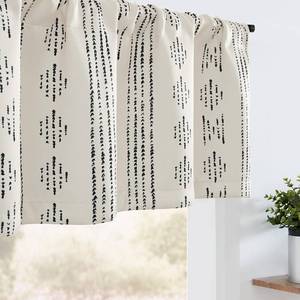 lot 19335 image: jinchan Boho Valance 95% Blackout Curtain for Kitchen Living Room Farmhouse Valance Room Darkening Bedroom Window Treatment Privacy Thermal Insulated Drape Rod Pocket 1 Panel 16 Inch Black on Beige - Retail $20