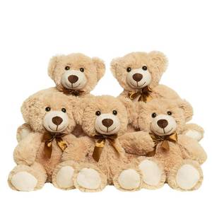 lot 19351 image: Quaakssi Teddy Bears Bulk 5 Packs 13.5 Inches Small Stuffed Bears Pack for Christmas Valentines Baby Shower Party Decorations Centerpieces Favors Light Brown - Retail $34