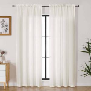 lot 19363 image: Lecloud Bessie Ivory Curtains 84 Inches Long 2 Panels, Light Filtering Faux Linen Textured Curtain Panels with Dual Rod Pocket for Girls Room, Burlap Curtains for French Window, Each 40 W x 84 L - Retail $10