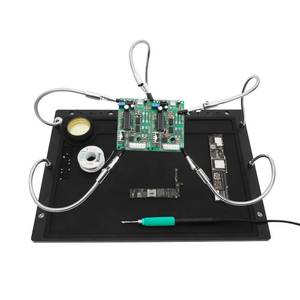 lot 19368 image: HengTianMei Helping Hands Soldering Station with Large 15.7 x 11.2 Inch Base, Third Hand Soldering Tool with 5 Flexible Arms and Soldering Mat, for Electronics Repair, PCB, Jewelry Making, DIY Crafts - Retail $39