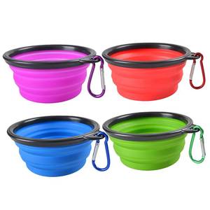 lot 19379 image: Collapsible Dog Bowls - 4 Pack, Portable Travel Water and Food Bowl with Carabiner Clip for Dogs and Cats - Ideal for Walking, Traveling, and Hiking - Retail $10