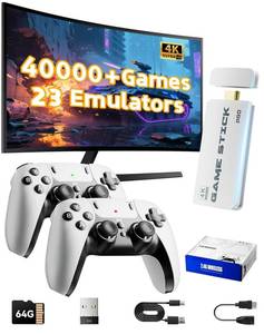 2026 Upgraded Retro Gaming Console, 40,000+ Retro Game Stick, 23 Emulators, 4K HD HDMI TV Game Stick, Built-in Classic Video Games, Plug & Play Game Console TV with 2 Wireless Controllers (Off White) - Retail: $50