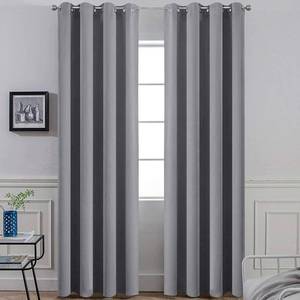 lot 19388 image: Yakamok Room Darkening Gray Blackout Curtains 84 Inch Long Light Blocking Thermal Insulated Window Treatment Grommet Drapes for Bedroom Living Room, 52W x 84L, Grey Curtains, 2 Panels - Retail $15
