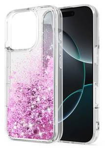 lot 19400 image: WORLDMOM for iPhone 16 pro Case, Bling Flowing Liquid Floating Sparkle Colorful Glitter Waterfall TPU Protective Phone Case 6.3,Rose Gold - Retail $12