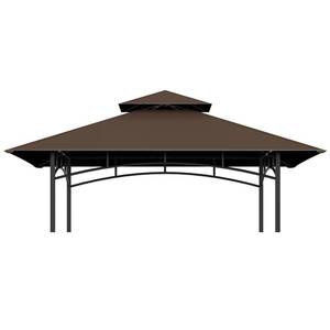 lot 19411 image: Grill Gazebo Replacement Top, 5  8 Outdoor BBQ Top Cover, Double Layer BBQ Gazebo Top Canopy for Model #L-GG001PST-F (Brown) - Retail $30