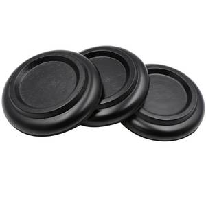 lot 19418 image: Piano Caster Cups Grand Piano Caster Cups Piano Leg Hardwood Cups Pads for Grand Piano (Wood Black, Set of 3) - Retail $18