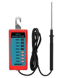 lot 19426 image: ALLOSUN GK503C NEON Fence Electric Voltage Tester Max 9000V,Electric Fence Fault Finder, Red - Retail $15