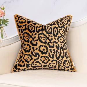 lot 19440 image: Yangest Black and Gold Square Pillow Cover Cut Velvet Leopard Print Cushion Cover Luxury Modern Pillowcover for Couch Living Room Bedroom, 20x20 Inch - Retail $20