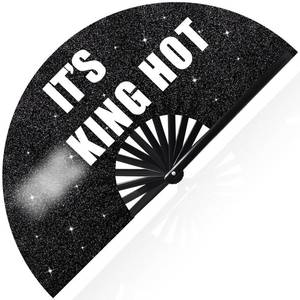 lot 19445 image: Vercraft 13 Large Folding Fans for Line Dancing Glitter Large Rave Hand Fan Clack Rave Fan for Women for Edm Music Party Decor(Black,Cool) - Retail $13