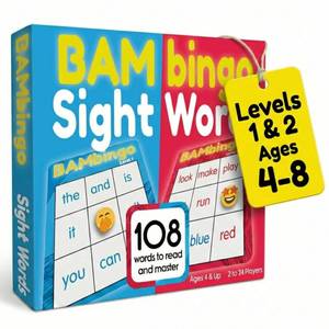 lot 19451 image: THE BAMBINO TREE Sight Word Bingo Game Level 1 and 2 - Educational Games for Kids - Learn to Read Vocabulary for Kindergarten 1st Grade - Dolchs Frys Words Lists - Retail $20