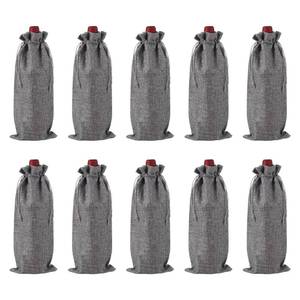 lot 19453 image: uxcell 10pcs Burlap Wine Bags, Wine Bottle Gift Bags with Drawstrings, Liquor Bottle Covers for Wedding Christmas Birthday Party Favors, Gray - Retail $18