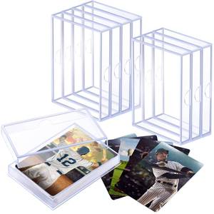 lot 19460 image: Gersoniel 7 Pcs Baseball Card Case Protector 35 Trading Card Capacity Hinged Box Holder Case for Football Plastic Sports Storage and Display, Holds 280 - Retail $14