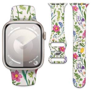 lot 19463 image: AFPRNK Compatible with iWatch Band 38mm 40mm 41mm 42mm for Women Girl, Cute Fadeless Replacement Strap for iWatch SE Series 10 9 8 7 6 5 Ultra(Flower landscape) - Retail $10