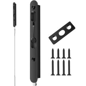 lot 19465 image: Blulu 1 Pcs 18 Inch Extended Flip Lever Flush Bolt for Double Door, Extra Long Heavy Duty Zinc Alloy French Door Locks Hardware (Matte Black) - Retail $26