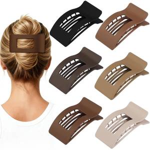 lot 19467 image: Artchita French Flat Hair Clips for Women 6pcs Hair Claw Clips for Thick or Thin Hair Matte Claw Clips for Girls Barrettes Non-Slip Strong Hold Hair Accessories for Women (Coffee) - Retail $8
