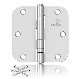 lot 19486 image: SORGMACH 304 Stainless Steel 3.5 Inch Door Hinges Brushed Satin Nickel Interior Hinges 58 Radius Corners 3.5 Ball Bearing Door Hinges- 3 Pack - Retail $21