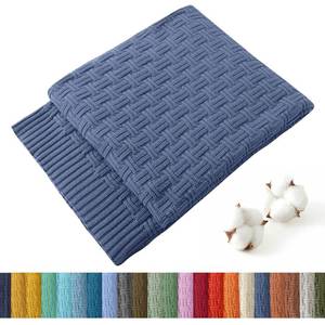 lot 19493 image: TREELY 100% Cotton Knitted Throw Blanket Couch Cover Blanket(31 x 40 Inches, Dusty Blue) - Retail $19