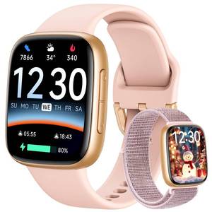 lot 19496 image: Fitpolo Smart Watch for Women, 1.85 AMOLED Fitness Tracker with Bluetooth Call, Heart RateSleepSPO�� Monitor, 100 Sports Modes, 3ATM Waterproof Smartwatch for AndroidiPhone, Includes 2 Bands - Retail $52