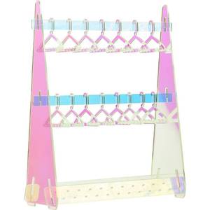 lot 19499 image: SUNNYCLUE Earring Stand with 12pcs Mini Hangers, Acrylic Earring Holder, Dangle Earring Hanging Organizer, Portable, Multicolored, Chic, Gift Giving - Retail $15