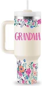 lot 45504 image: Grandma Gifts Mothers Day Gifts for Grandma Great Grandmother Birthday Gift Ideas Best Grandmother Gift from Granddaughter Grandson 40oz Travel Cup Insulated Tumbler with Lid & Straw - Retail $22