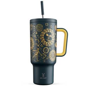 lot 45506 image: 40 oz Tumbler with Handle and Straw, Tumbler with Lid and Straw, Insulated Stainless Steel Travel Mug, 100% Leak-proof, Keeps Cold for 34 Hours or Hot for 10 Hours (Tarot) - Retail $30