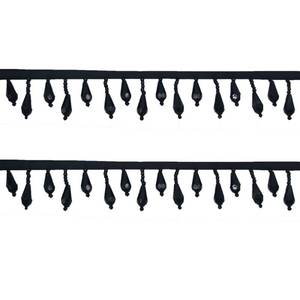 lot 45509 image: 2 Yards Polyester Beaded Fringe Trim Lace Tassel Fringe Trimming for Dress Clothes Wedding Bridal Lamp Shade Decoration DIY (Black) - Retail $11