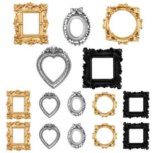 lot 45545 image: 14 Pcs Vintage Mini Picture Frames Baroque Antique Small Resin Jewelry Display Table Frame for Christmas DIY Photo Holiday Party Decoration - Retail $13