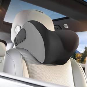 lot 45575 image: Car Headrest Pillow, Memory Foam Neck Support Pillow for Cars - Ergonomically Designed for Long Drives, Travel & Commuting, Pain Relief with Removable & Washable Cover (Black Gray, 1-Pack) - Retail $28