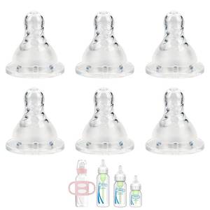 lot 45586 image: Silicone Nipple for Dr. Browns Natural Flow Level 2 Narrow Baby Bottle, Medium Flow, 3m, 6 Count - Retail $10