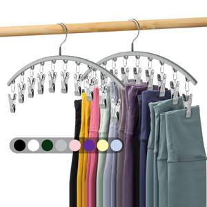 lot 45606 image: Legging Organizer for Closet, Metal Yoga Pants Hanger wRubber Coated 2 Pack w10 Clips Hold 20 Leggings, Hangers Space Saving Hanging Closet Organizer for Closet Organizers and Storage-Grey - Retail $13