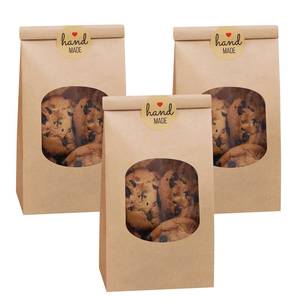 lot 45633 image: 3.54x2.36x6.7 Bakery Bags with Window 50 PCS Brown Tin Tie Tab Lock Bags Kraft Paper Bags for Cookies, Coffee, Included 10 PCS Handmade Stickers - Retail $13
