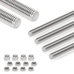 lot 45654 image: 4 Pcs 304 Stainless Steel M6 Fully Threaded Rod,10(255mm) Long Threaded Rod,Right Hand Threads with Nuts (4, M6x255mm) - Retail $8