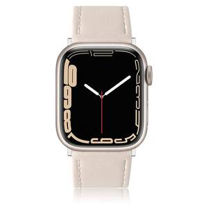 lot 45663 image: Leather Bands Compatible with Apple Watch Bands 42mm Series 10 41mm 40mm 38mm Men Women, Soft Genuine Leather Wristband Replacement Band for iWatch Series (Starlight) - Retail $16