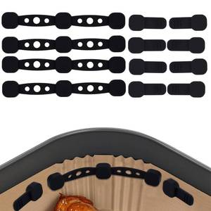 lot 45675 image: 4 Sets Air Fryer Magnets for Parchment Paper Liners, Silicone Buckles Magnetic Clips Heat-Resistant Airfryer Holder Accessories for Iron Baskets Secure Hold Prevent Burning & Uneven Cooking (Black) - Retail $13