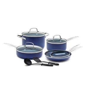 Blue Diamond Ceramic Toxin-Free Non-Stick Cookware Set  10 Piece - Retail: $170