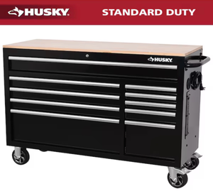Husky Modular Tool Storage 52 in. W x 20 in. D Standard Duty Black Mobile Workbench Cabinet - Retail: $549