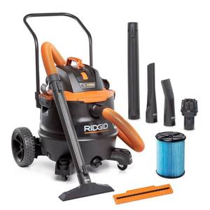 lot 16605 image: 16 Gal. 7.0 Peak HP NXT Power Shop Vacuum HD1900 Wet Dry Vac with Cart, Fine Dust Filter, Pro Hose and Accessories - Retail $199