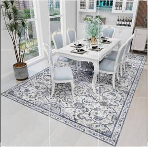 lot 16606 image: SALLOUS Vinyl Floor Mat for Home, 6 x 9 Waterproof Area Rug for Living Room, Area Rug for Bedroom, Slip Resistant Hard Floor Protector Mat for Kitchen, Bathroom, Entryway (Grayish Blue Bohemian) - Retail $99