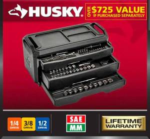 lot 16610 image: 280-Piece SAEMetric Mechanics Tool Set with Tool Box - Retail $199