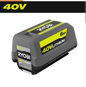 lot 16661 image: RYOBI40V Lithium-Ion 6.0 Ah High Capacity Battery - Retail $219