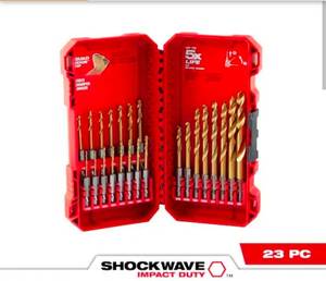 lot 16668 image: MilwaukeeSHOCKWAVE IMPACT DUTY Titanium Twist Drill Bit Set (23-Piece) - Retail $50