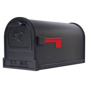 lot 16738 image: Architectural Mailboxes Arlington Large  Steel  Post-Mount Mailbox  Black  AR15B0AM - Retail $70