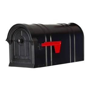 lot 16739 image: Postal PRO Manchester Black Steel and Aluminum Post Mount Mailbox - Retail $99
