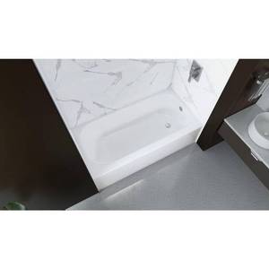 lot 16746 image: Mauicast 60 in. x 32 in. Alcove Soaking Bathtub with Right Drain in White - Retail $863
