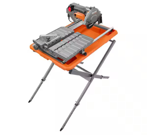 lot 16748 image: RIDGID 9-Amp 7 in. Blade Corded Wet Tile Saw with Stand - Retail $369