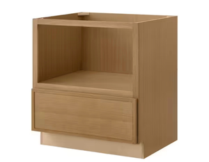 lot 16758 image: Hampton Bay Leyton 30 in. W x 24 in. D x 34.5 in H Ready to Assemble Plywood Slim Shaker Microwave Base Kitchen Cabinet in White Oak - Retail $278