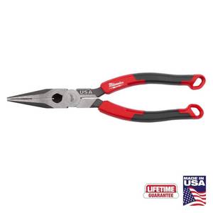 lot 16784 image: Milwaukee 8  Long Nose Comfort Grip Pliers - Retail $39