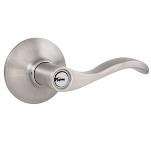 lot 16797 image: Naples Satin Nickel Keyed Entry Door Handle